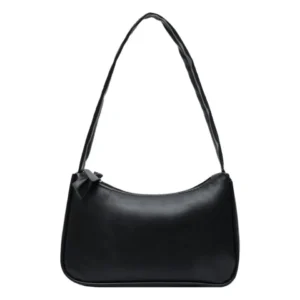 Retro forearm bag women's bow handbag PU leather baguette bag
