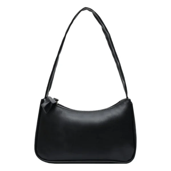 Retro forearm bag women's bow handbag PU leather baguette bag